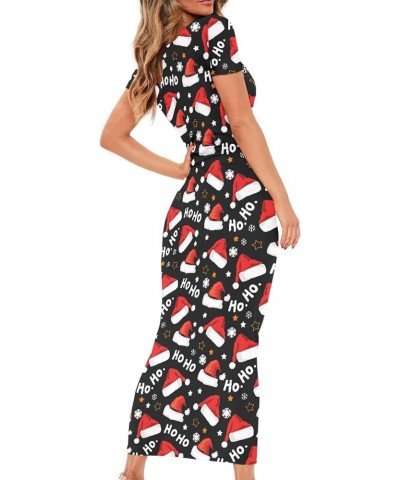 Womens Dresses 2023 Polynesian Dress Short Sleeve Crewneck Summer Print Sexy Plus Size Bodycon Dress Christmas Hat $14.08 Dre...