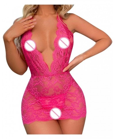 Plus Size Lingerie Babydolls for Women Sexy Teddy Bodysuit Lingerie Lace Teddy Holiday Outfits with Briefs Nightgowns 05-hot ...