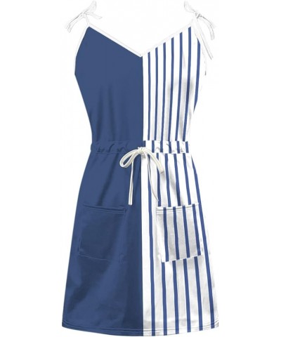 Summer Dresses for Women 2024 Women Summer Casual Striped Dress Sleeveless Spaghetti Strap Boho Dress with Pockets C2-blue $7...