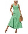 Women's Summer Smocked Maxi Dresses Sleeveless U Neck Ruffle Hem Tiered A Line Flowy Dress Light Green $24.35 Dresses