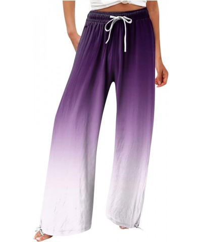 Women's Wide Leg Pants Dressy Plus Size High Waist Drawstring Split Thigh Wide Leg Palazzo Pants 03 Purple $10.32 Pants