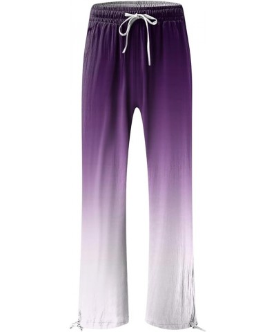 Women's Wide Leg Pants Dressy Plus Size High Waist Drawstring Split Thigh Wide Leg Palazzo Pants 03 Purple $10.32 Pants