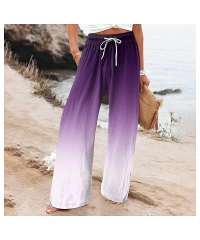 Women's Wide Leg Pants Dressy Plus Size High Waist Drawstring Split Thigh Wide Leg Palazzo Pants 03 Purple $10.32 Pants