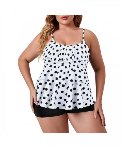 Plus Size 2 Piece Tankini Bathing Suit Tops Tummy Control Printed Womens Swimsuits Top Modest Swimdress with Shorts White $13...