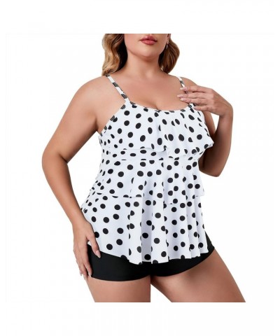 Plus Size 2 Piece Tankini Bathing Suit Tops Tummy Control Printed Womens Swimsuits Top Modest Swimdress with Shorts White $13...