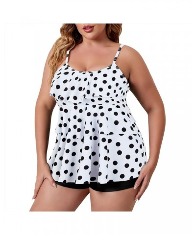 Plus Size 2 Piece Tankini Bathing Suit Tops Tummy Control Printed Womens Swimsuits Top Modest Swimdress with Shorts White $13...