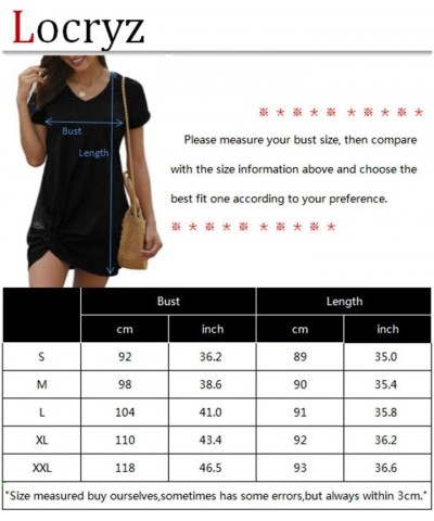 Women's Summer Twist Knot Tshirt Dresses Casual V Neck Short Sleeve Knot Dress Y-blue Floral $14.21 Dresses