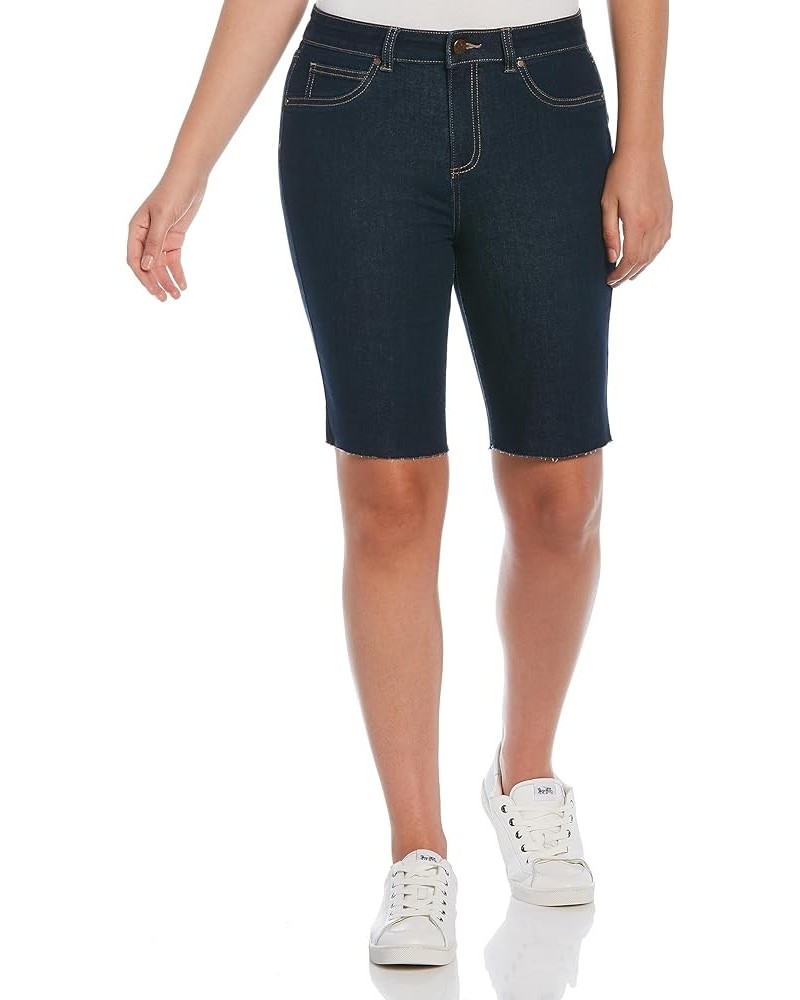 Women's High Rise Cut-Off Bermuda Shorts Dark Indigo Wash $10.47 Shorts