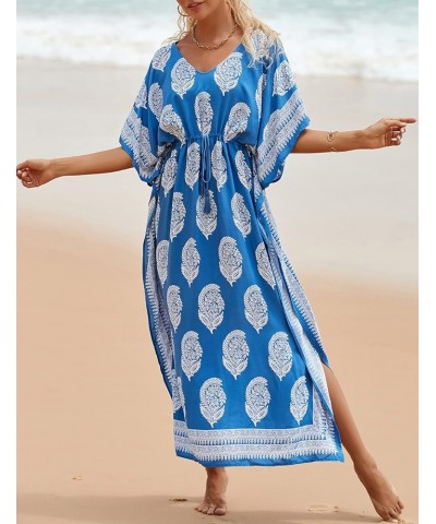 Loose Beach Kaftan Dresses for Women Caftan Swimsuit Cover Up H-white Flower $15.48 Swimsuits