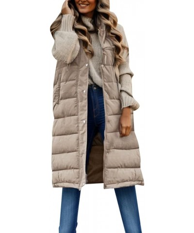 2023 Long Vest For Women Sleeveless Winter Coats Quilted Hooded Vests Outerwear Lightweight Zip Up Down Cardigan Jacket A-bei...