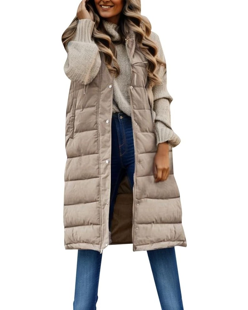 2023 Long Vest For Women Sleeveless Winter Coats Quilted Hooded Vests Outerwear Lightweight Zip Up Down Cardigan Jacket A-bei...