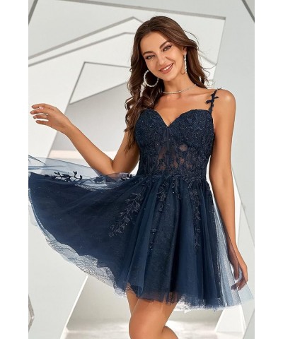 Rhinestone Lace Applique Homecoming Dresses 2024 Illusion Floral Tulle Short Prom Dress SYYS349 Dusty Sage $30.34 Dresses