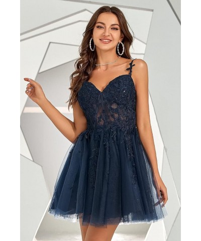 Rhinestone Lace Applique Homecoming Dresses 2024 Illusion Floral Tulle Short Prom Dress SYYS349 Dusty Sage $30.34 Dresses