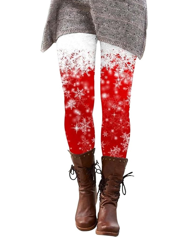 Christmas Yoga Leggings for Women Snowflake Print Leggings Women High Waist Tummy Control Stretch Xmas Holiday Pants Red $11....