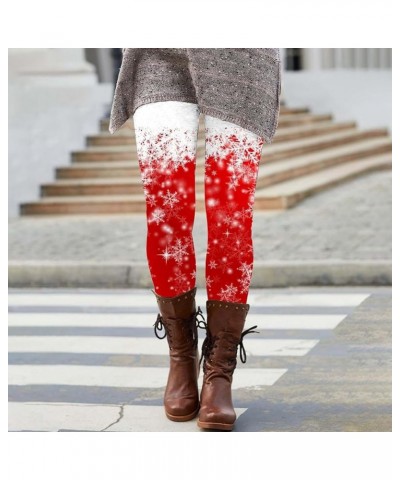 Christmas Yoga Leggings for Women Snowflake Print Leggings Women High Waist Tummy Control Stretch Xmas Holiday Pants Red $11....