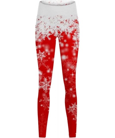 Christmas Yoga Leggings for Women Snowflake Print Leggings Women High Waist Tummy Control Stretch Xmas Holiday Pants Red $11....