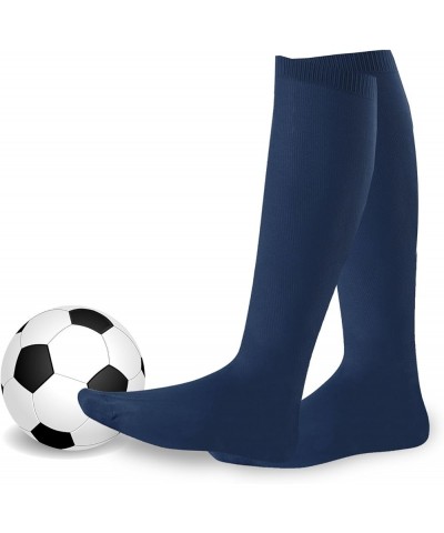 Soccer Socks Athletic Sports Socks Softball Baseball Cushioned Knee High Tube Socks Kids Teens Women Men Unisex 3 Pair-navy $...