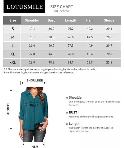 Women's Dressy Lapel Button Down Shirts for Work Office Business Casual Chiffon Blouse Tops 1 Ocean Depths $18.28 Blouses