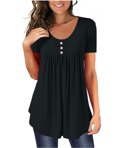 Henley Shirts for Women Dressy Casual V Neck Summer Ladies Tunic Blouse Tops Fashion Womens to Wear with Leggings Black $3.31...