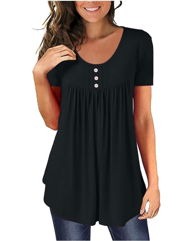 Henley Shirts for Women Dressy Casual V Neck Summer Ladies Tunic Blouse Tops Fashion Womens to Wear with Leggings Black $3.31...