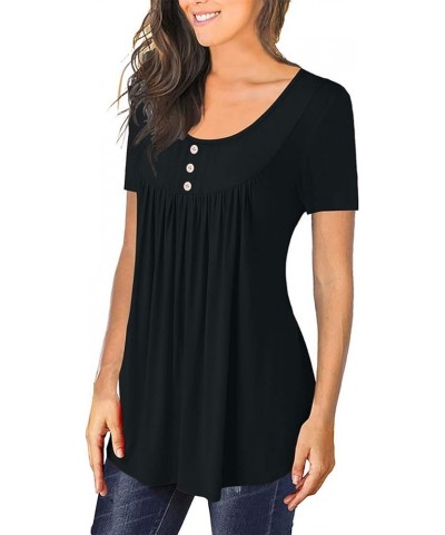 Henley Shirts for Women Dressy Casual V Neck Summer Ladies Tunic Blouse Tops Fashion Womens to Wear with Leggings Black $3.31...