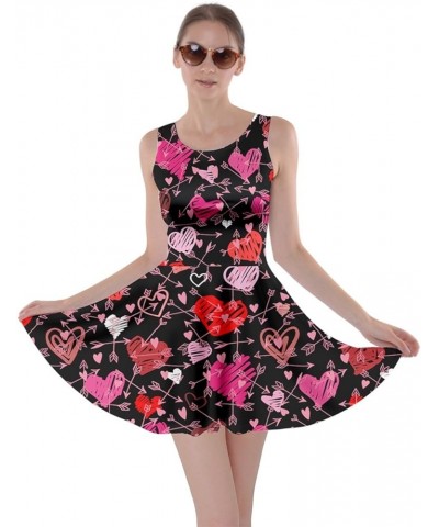 Womens Swing Dress Roses Floral Cute Valentines Day Love Hearts Skater Dress, XS-5XL Black Arrow $14.10 Dresses