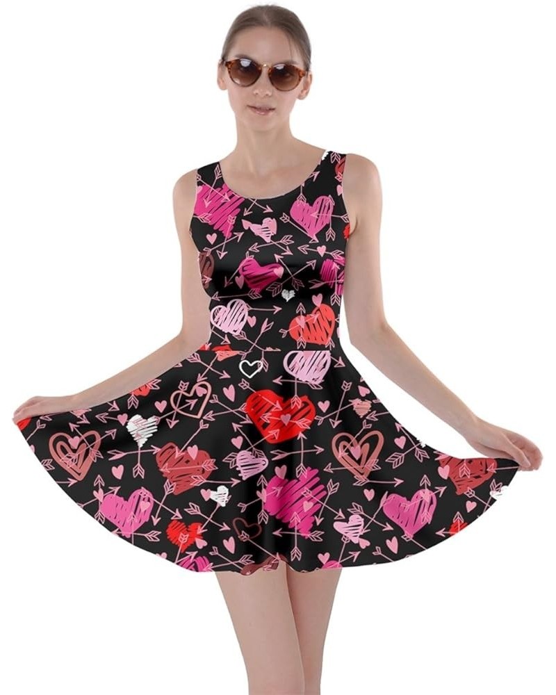 Womens Swing Dress Roses Floral Cute Valentines Day Love Hearts Skater Dress, XS-5XL Black Arrow $14.10 Dresses