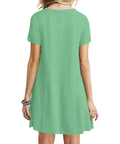 Women Short Sleeve Loose Casual T-Shirt Tops Summer Crewneck Swing Dress Plus Size Light Green $11.50 Dresses