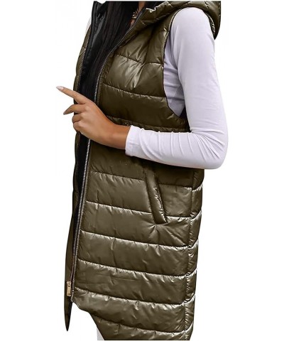 Long Puffer Vest for Womens Sleeveless with Hood Long Down Vest with Stand Collar Thick Hooded Sleeveless Long Coats Jacket B...