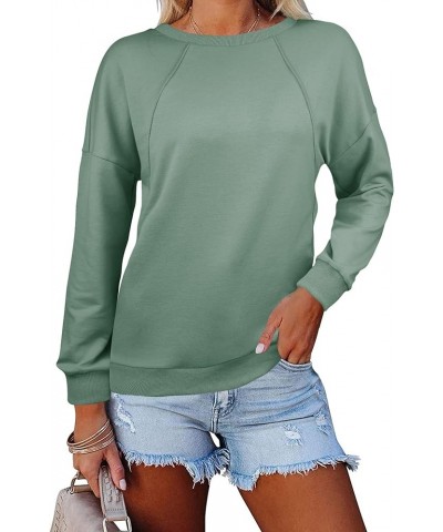 Womens Casual Sweatshirts Long Sleeve Cute Pullovers Crew Neck Relaxed Fit Tops Green $8.77 Hoodies & Sweatshirts