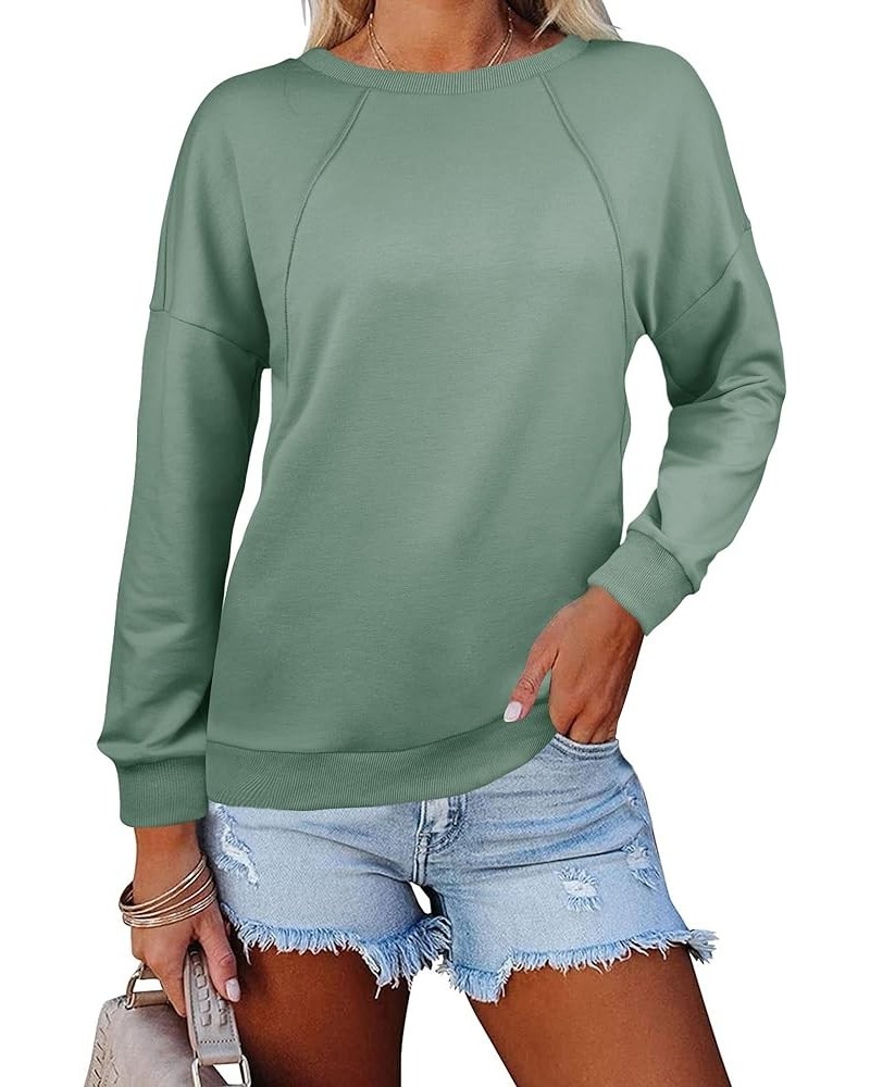 Womens Casual Sweatshirts Long Sleeve Cute Pullovers Crew Neck Relaxed Fit Tops Green $8.77 Hoodies & Sweatshirts