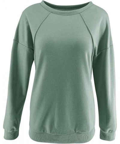 Womens Casual Sweatshirts Long Sleeve Cute Pullovers Crew Neck Relaxed Fit Tops Green $8.77 Hoodies & Sweatshirts