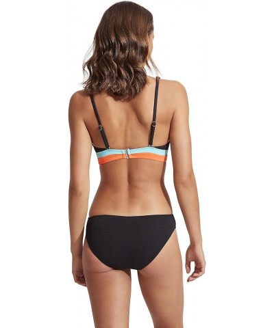 Women's Standard Triangle Longline Fixed Bikini Top Slice of Splice Black $25.08 Swimsuits