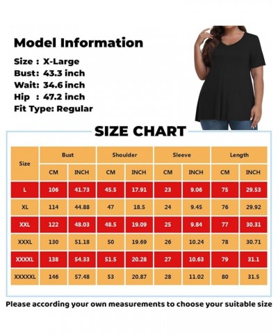 Plus Size Tops for Women Dressy Short Sleeve V Neck Shirts for Women Summer Tops for Women 2024 Floral Print Top Cute Tunic 2...