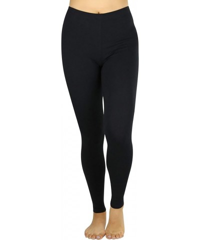 Women's Premium Soft Essential Full Length Cotton Leggings Black $9.48 Leggings