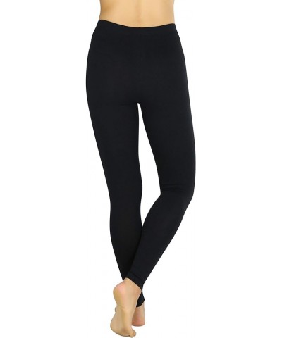 Women's Premium Soft Essential Full Length Cotton Leggings Black $9.48 Leggings