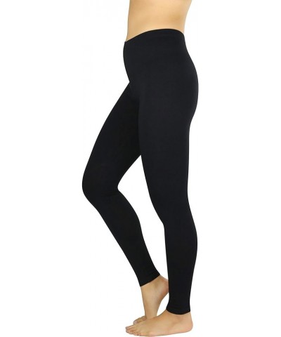 Women's Premium Soft Essential Full Length Cotton Leggings Black $9.48 Leggings