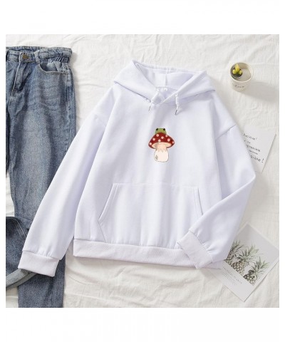 Women Cute Frog Hoodie Kawaii Mushroom Hoodies for Teen Girls Aesthetic Cottagecore Clothes Fleece Cotton Sweatshirt White $1...