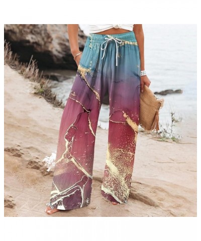 Women's Casual Summer Pants Floral Beach Pants High Waist Sweatpants Stylish Soft Casual with Pockets 02-hot Pink $11.04 Pants