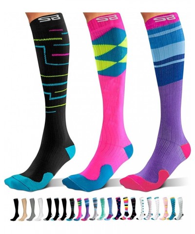 3-Pair Compression Socks (15-20mmHg) for Men & Women – Best Socks for All Day Wear! L/XL 06 - Multi-color $15.09 Activewear