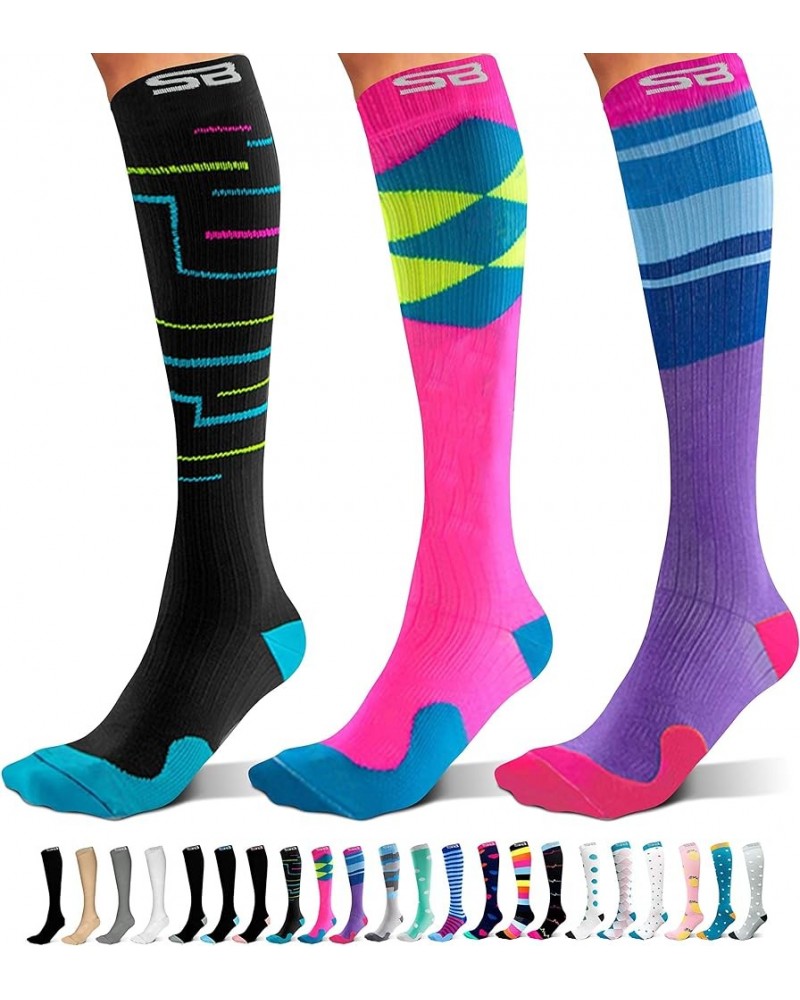 3-Pair Compression Socks (15-20mmHg) for Men & Women – Best Socks for All Day Wear! L/XL 06 - Multi-color $15.09 Activewear