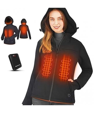 iHeat Women's Heated Jacket Slim Fit Coat with 14400 mAh Battery Pack and Comfortable Hood Black $47.85 Jackets