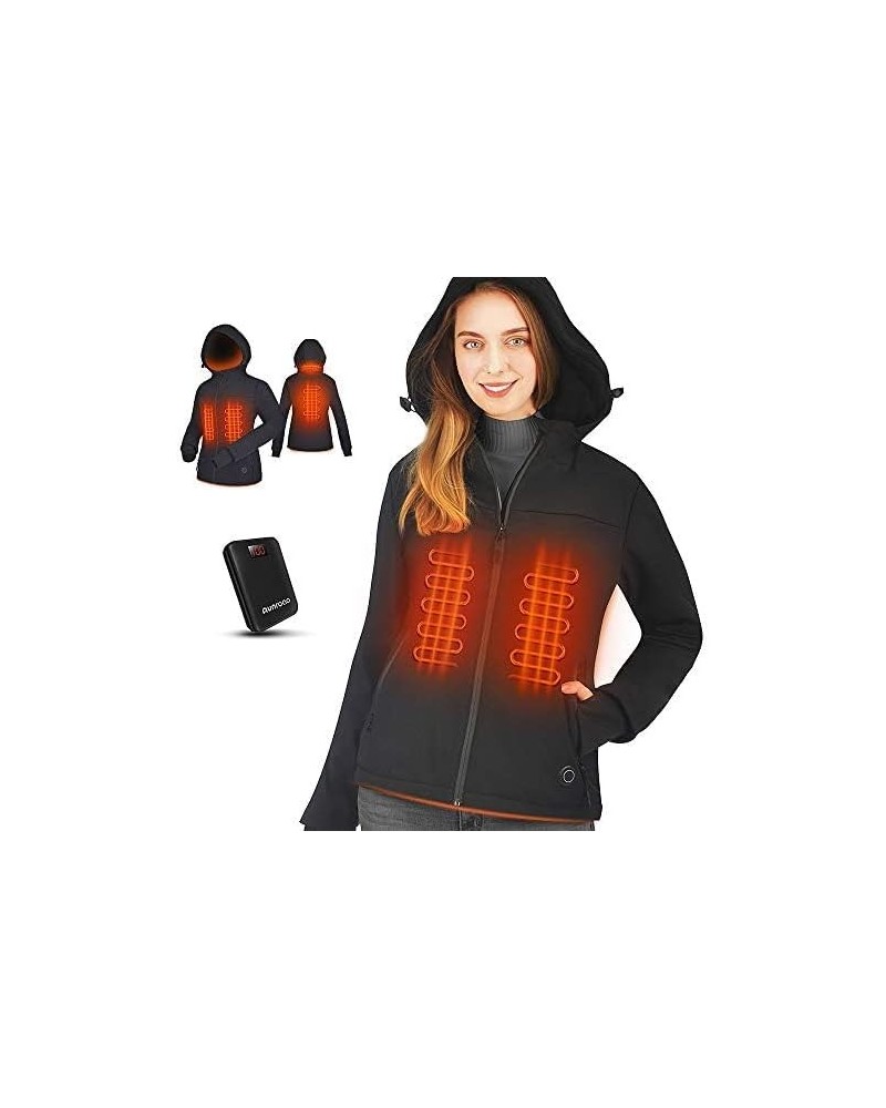 iHeat Women's Heated Jacket Slim Fit Coat with 14400 mAh Battery Pack and Comfortable Hood Black $47.85 Jackets