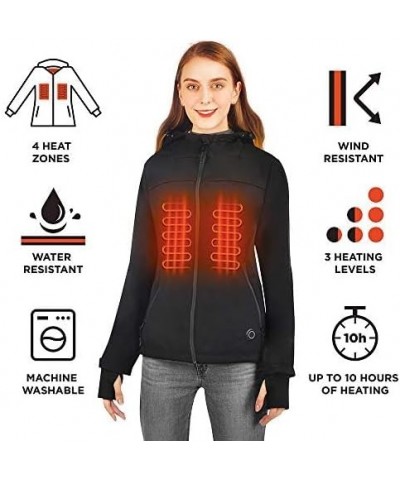 iHeat Women's Heated Jacket Slim Fit Coat with 14400 mAh Battery Pack and Comfortable Hood Black $47.85 Jackets