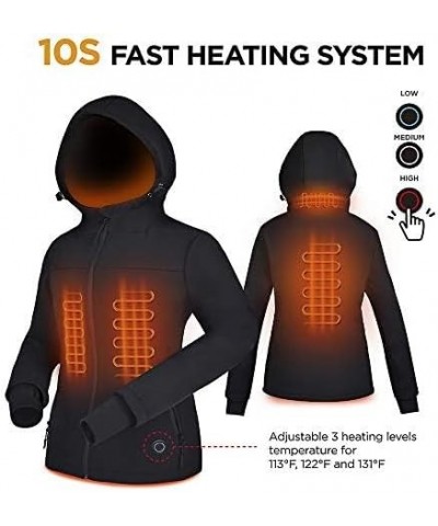 iHeat Women's Heated Jacket Slim Fit Coat with 14400 mAh Battery Pack and Comfortable Hood Black $47.85 Jackets