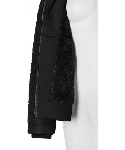 Women's Belted Down Puffer Jacket with Faux Fur Trim HoodÉ Black5 $25.17 Jackets