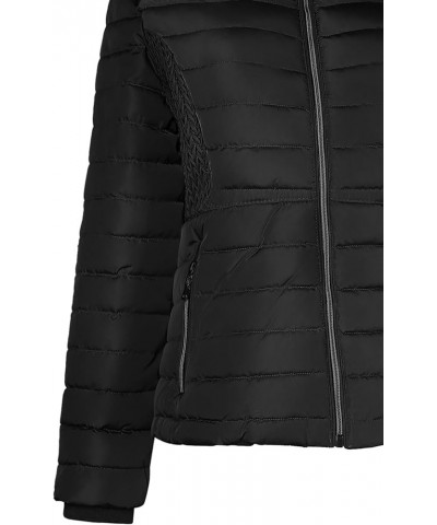 Women's Belted Down Puffer Jacket with Faux Fur Trim HoodÉ Black5 $25.17 Jackets