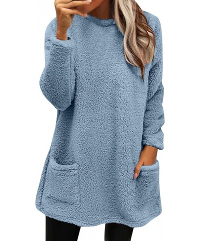 Jackets for Women,Casual Fleece Fuzzy Faux Shearling Warm Winter Outwear Jackets Shaggy Coat A2-light Blue $3.44 Coats