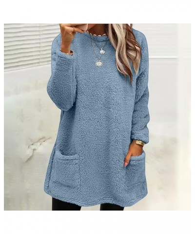 Jackets for Women,Casual Fleece Fuzzy Faux Shearling Warm Winter Outwear Jackets Shaggy Coat A2-light Blue $3.44 Coats