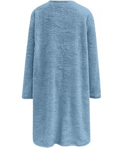 Jackets for Women,Casual Fleece Fuzzy Faux Shearling Warm Winter Outwear Jackets Shaggy Coat A2-light Blue $3.44 Coats